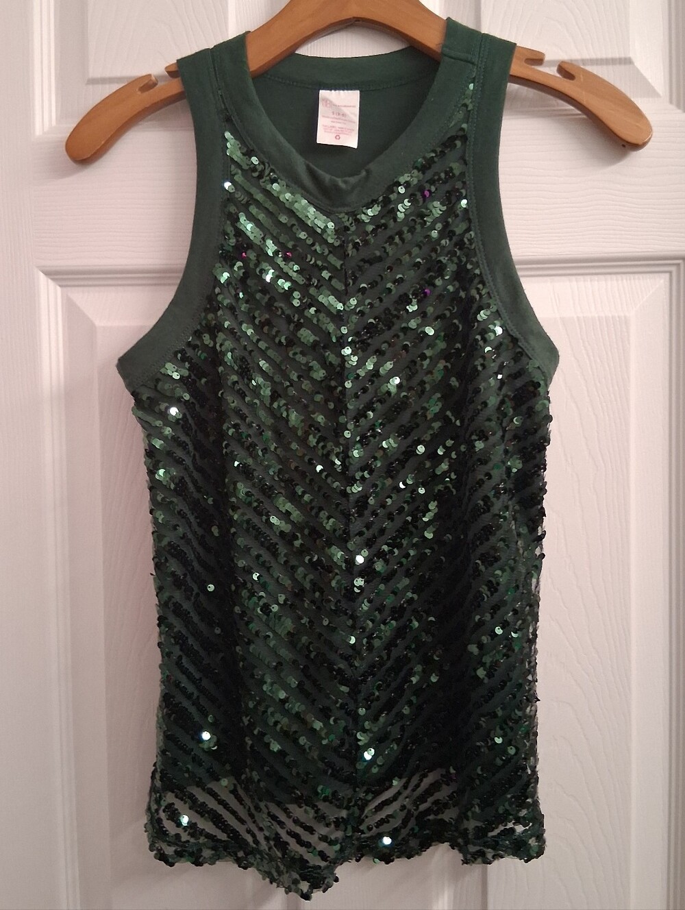 Emerald Green Sequin Tank Top Juniors Small NoBo